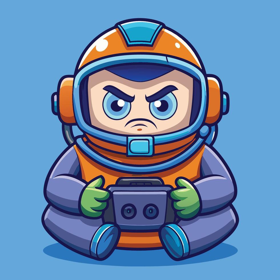 Cheerful Gaming Diver Character with Angry Expression Icon Illustration vector