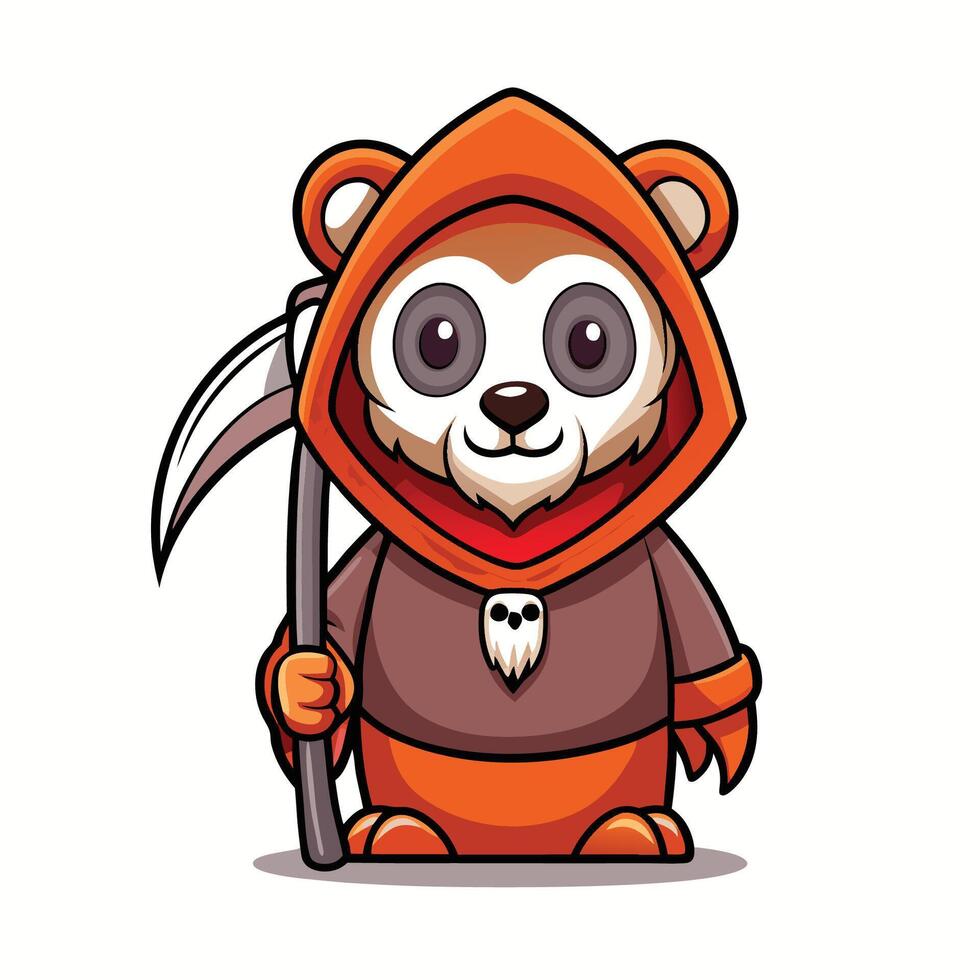A cartoon panda bear with a scythe vector