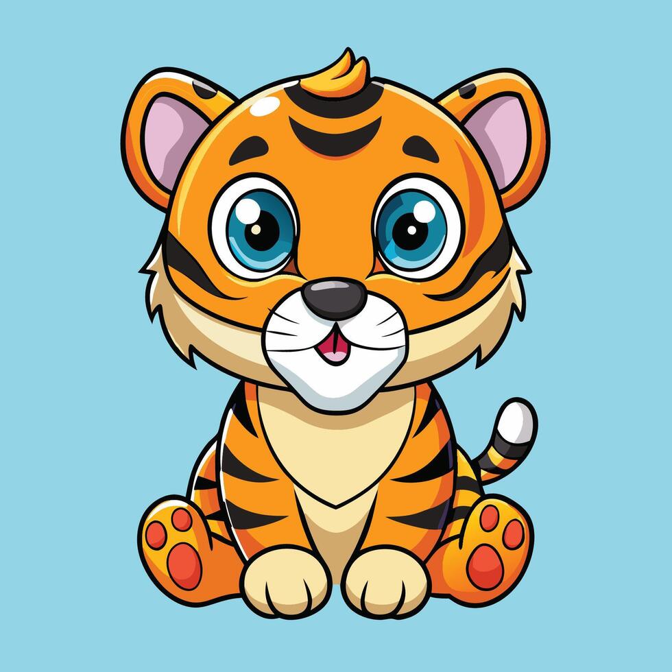 Adorable Baby Tiger Cuddling a Pacifier in Cartoon Illustration vector
