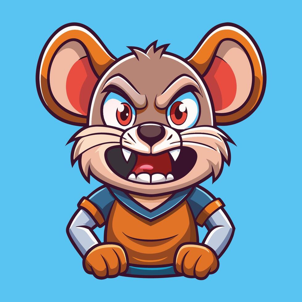 Cute and Angry Mouse Gaming Cartoon Character Illustration vector