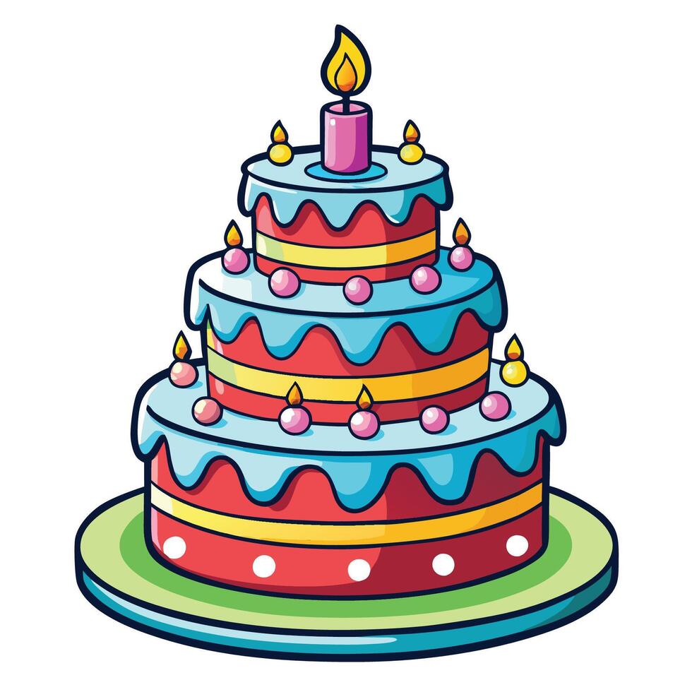 Birthday Cake Cartoon Icon Illustration for Anniversary Celebration vector