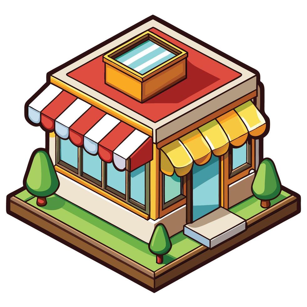 An illustration of a small store with awning vector