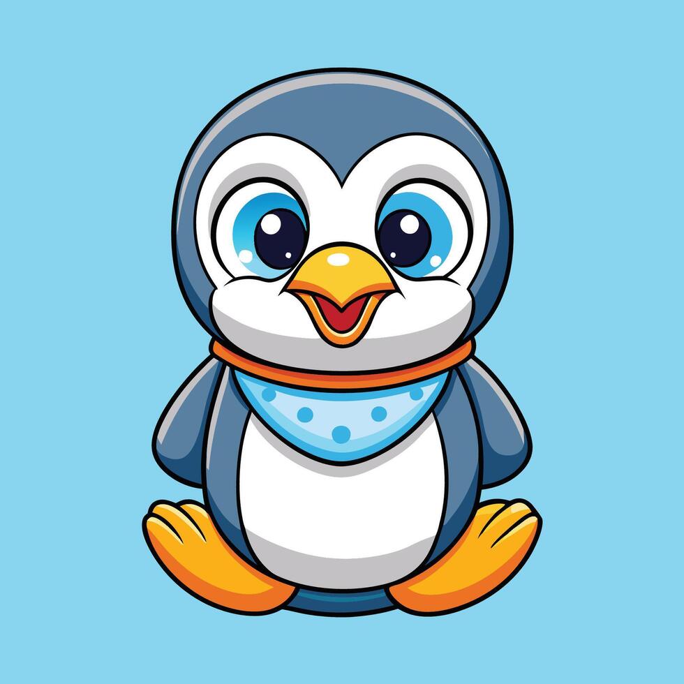 Adorable Baby Penguin Snuggles in Pacifier and Diaper Ensemble vector