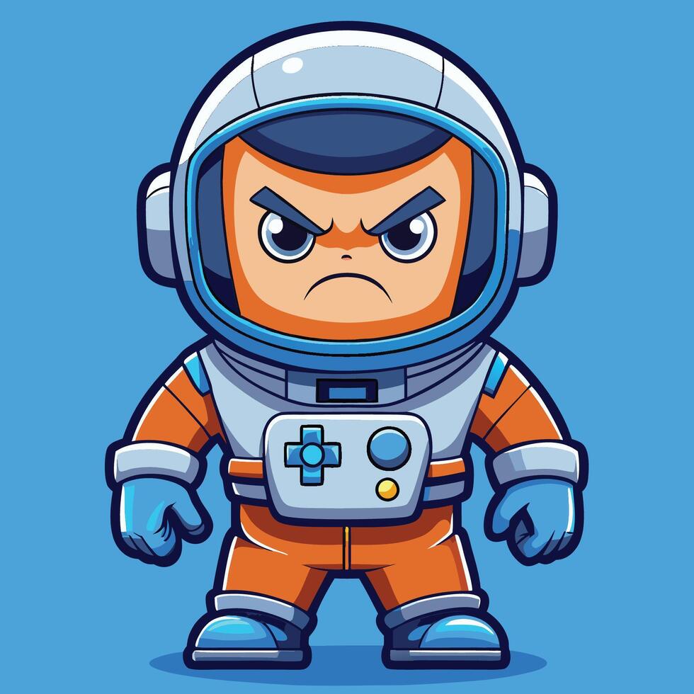 Cute yet Angry Astronaut Character Icon for Games and Cartoons vector