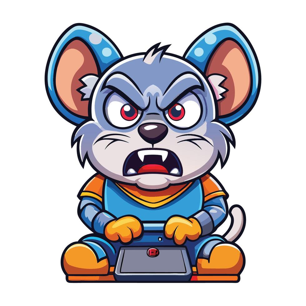 Cartoon mouse with angry expression illustration vector