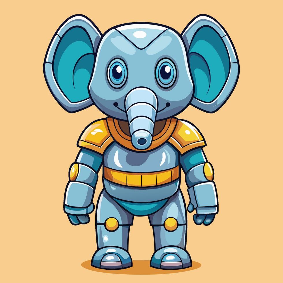 Adorable Elephant-Shaped Cyborg Character with Cartoonish Features from Illustration vector