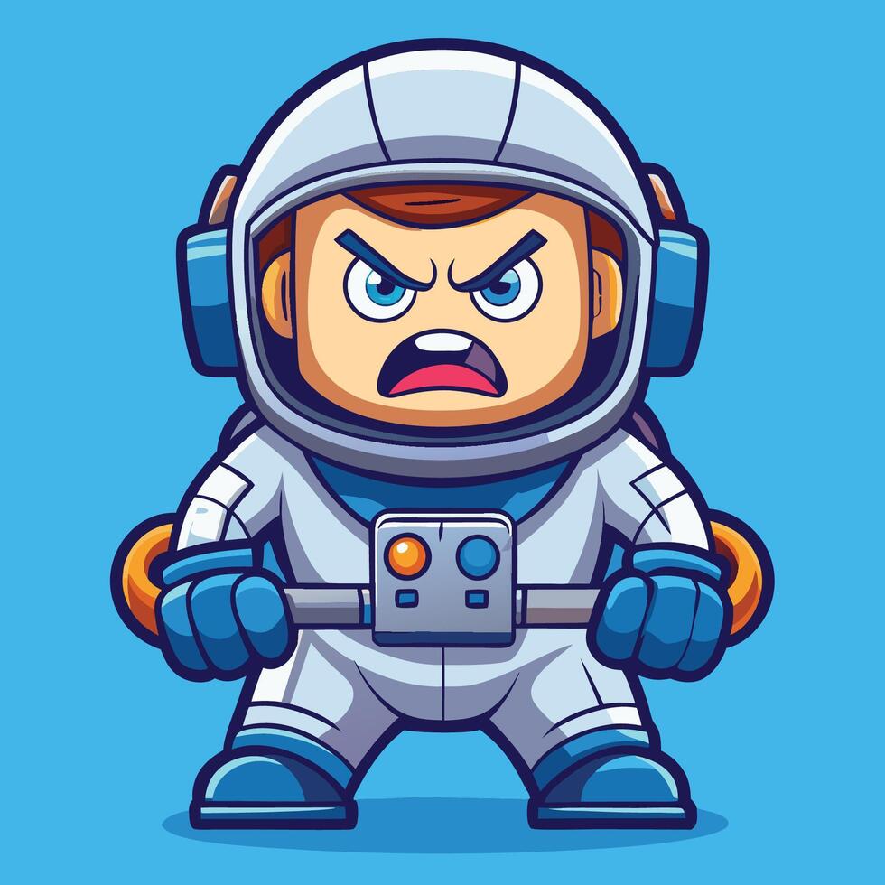 Cute and Angry Astronaut Gaming Character Icon Illustration vector