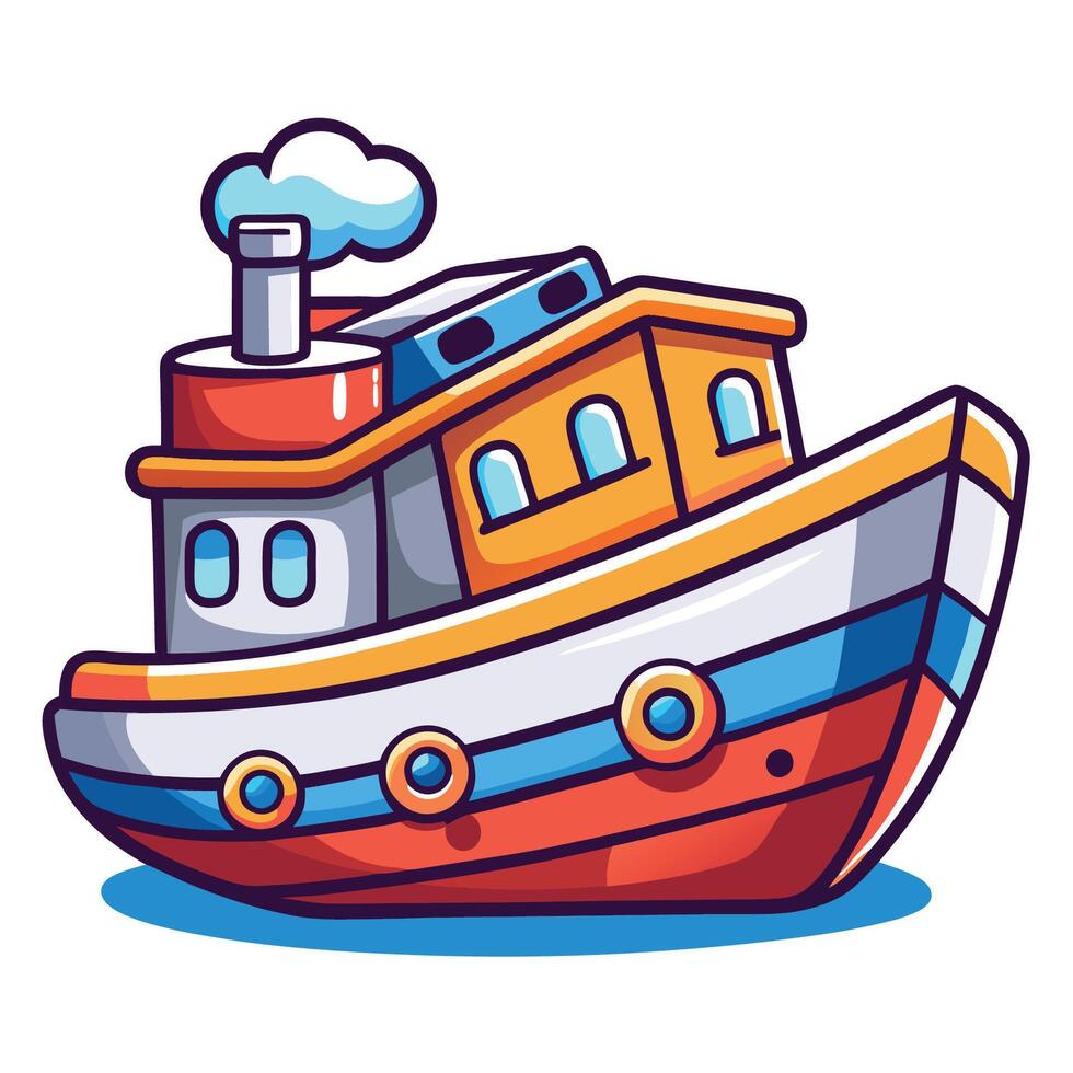 Adorable Sleeping Boat Cartoon Icon for Marine and Nautical Design Concepts vector