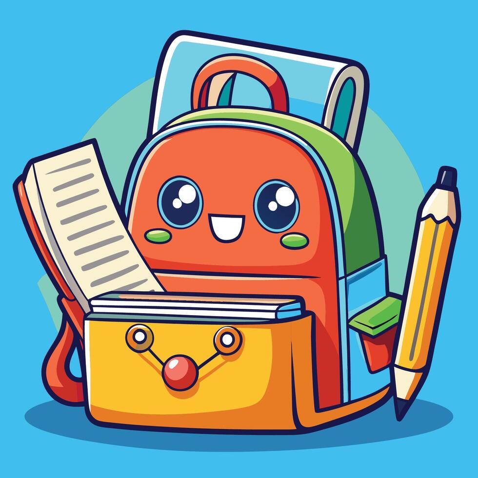 Adorable Backpack with Pencil and Paper Pockets, Ready for School or Work vector