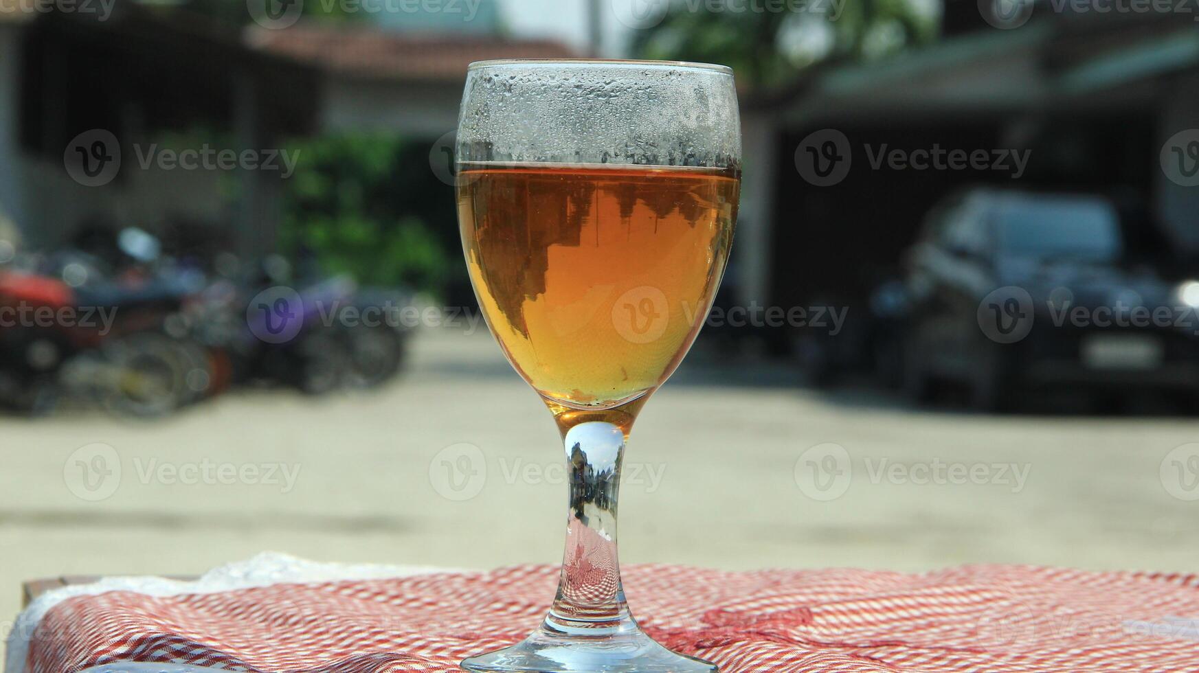 tea glass on natural background photo
