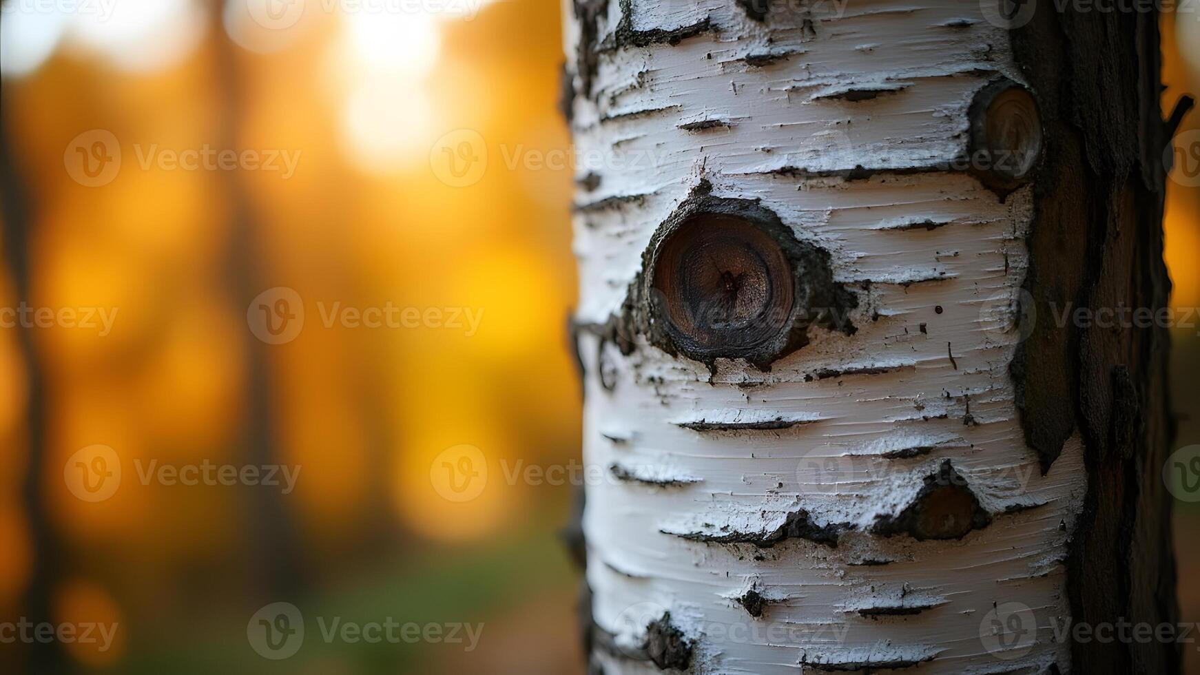 Birch Tree Autumn - Close-Up of Birch Bark in Autumn Generated by AI photo
