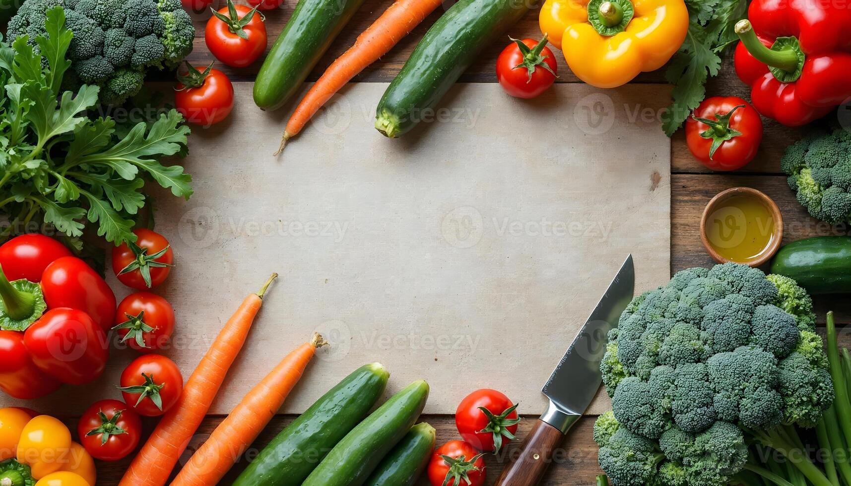 Flat lay vegetables on the table photo