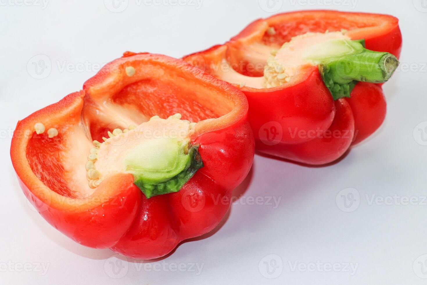 Sliced Red Bell Pepper Halves photo