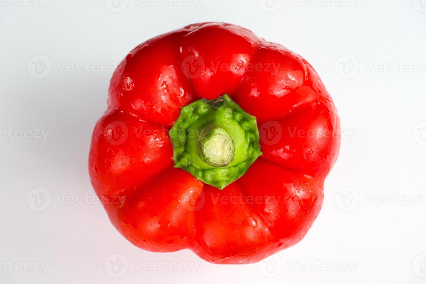Top View of a Fresh Red Bell Pepper photo