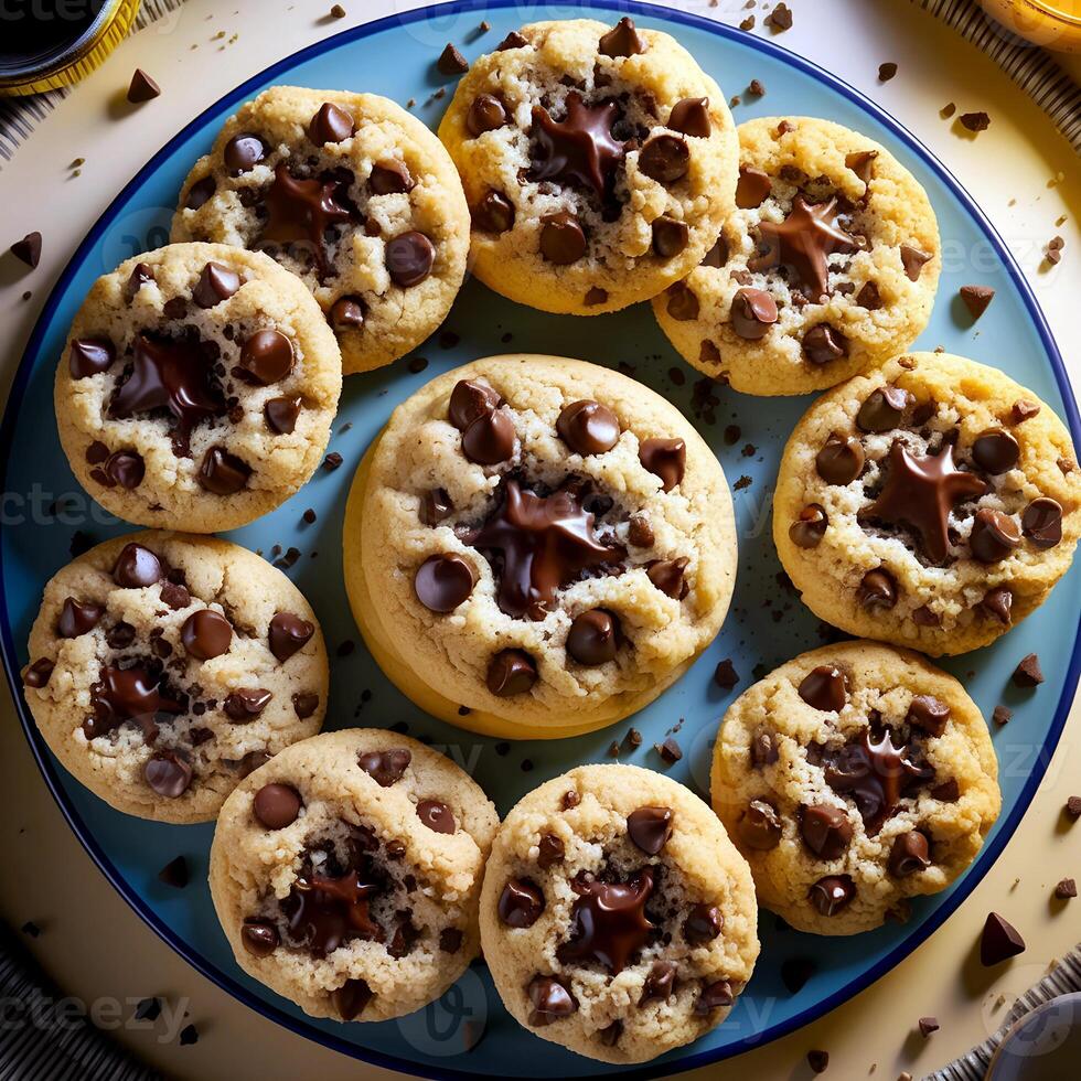 Fresh Delicious Chocolate chip cookies for National Cookie Day photo