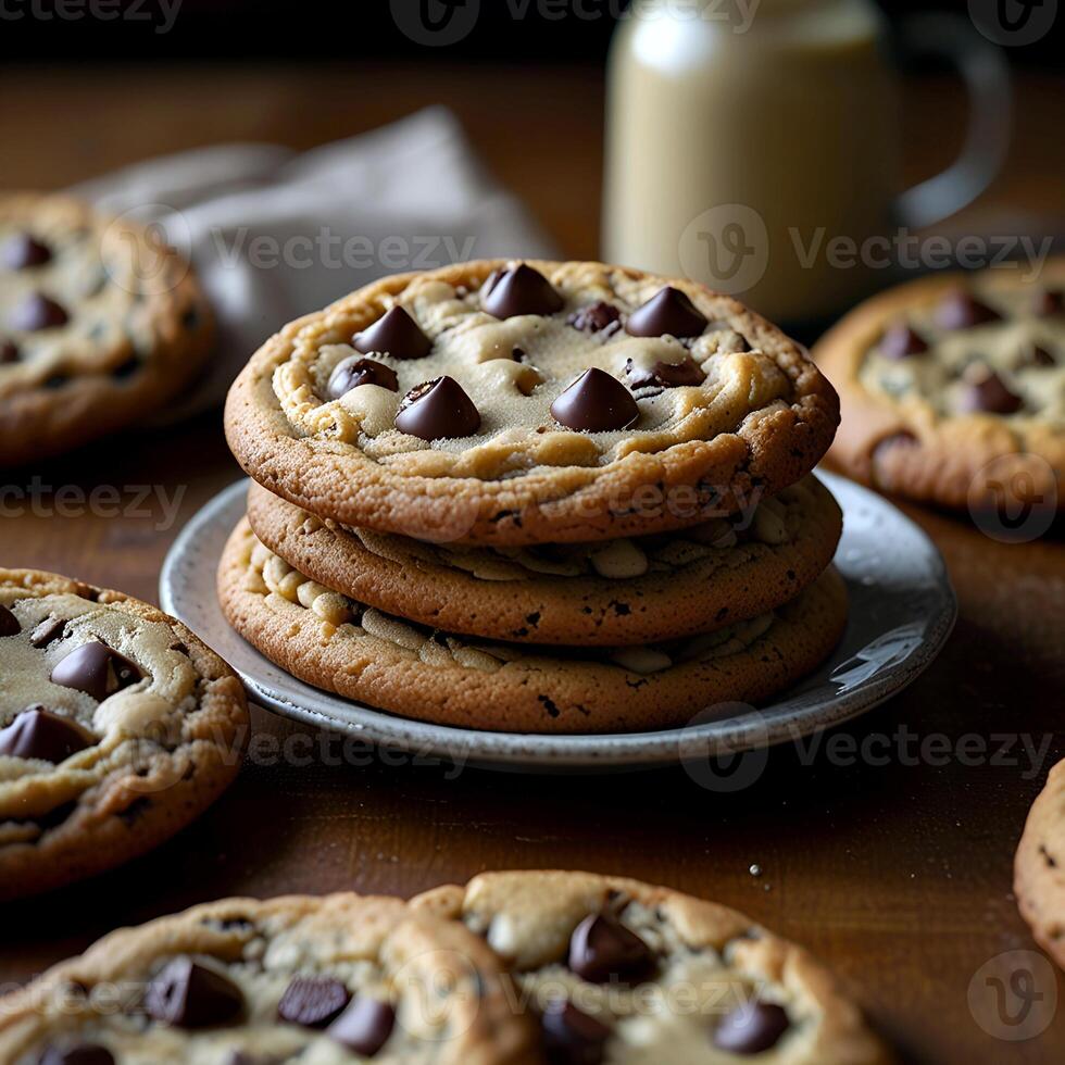 Fresh Delicious Chocolate chip cookies for National Cookie Day photo