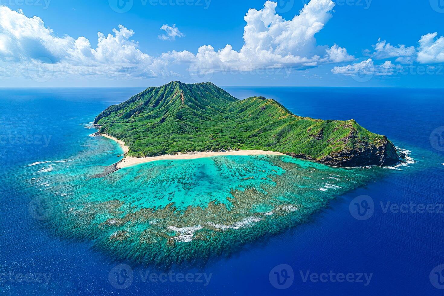Emerald island amidst deep blue sea photo