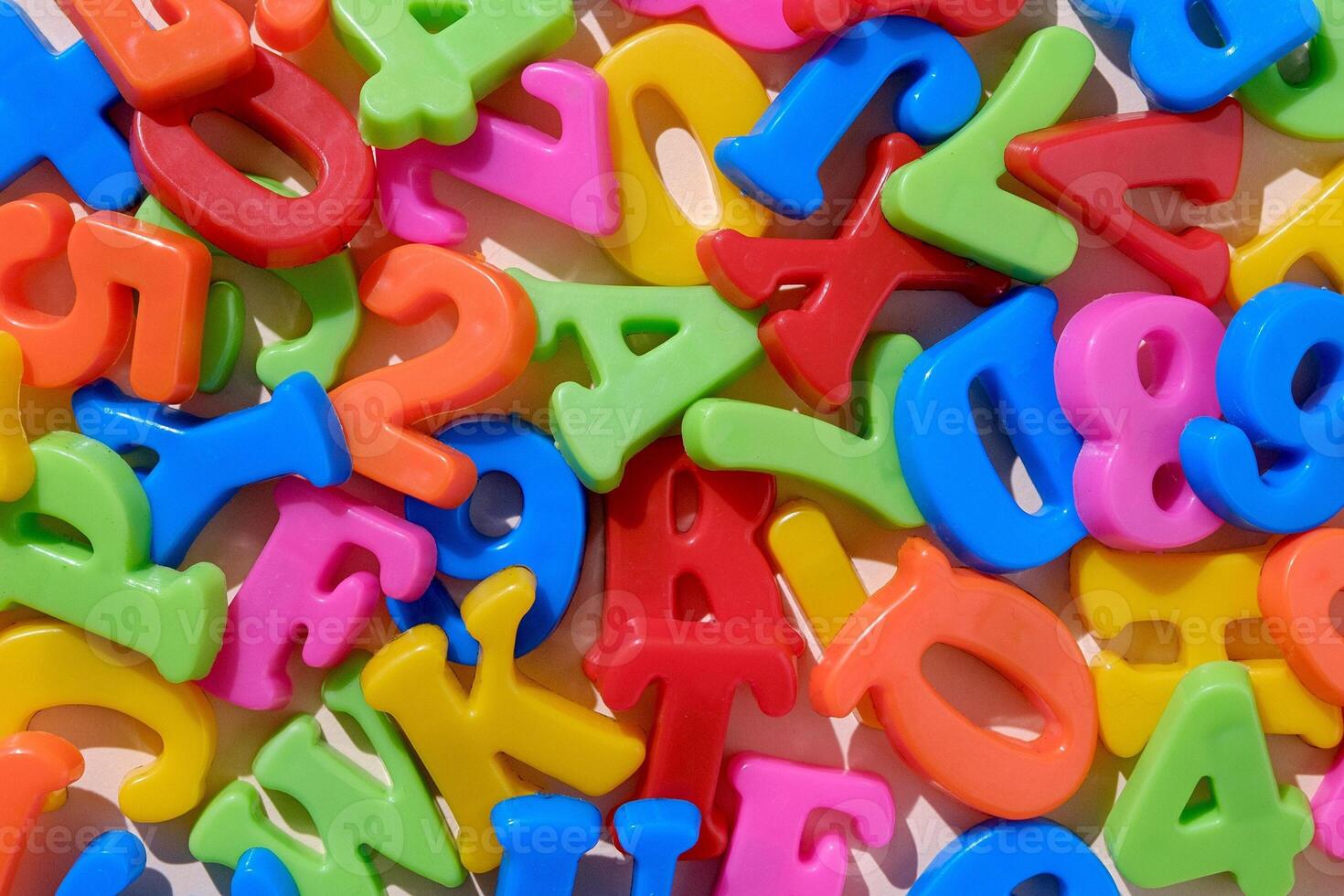Alphabet letters and numbers symbol back to school. Teaching and educating children. photo