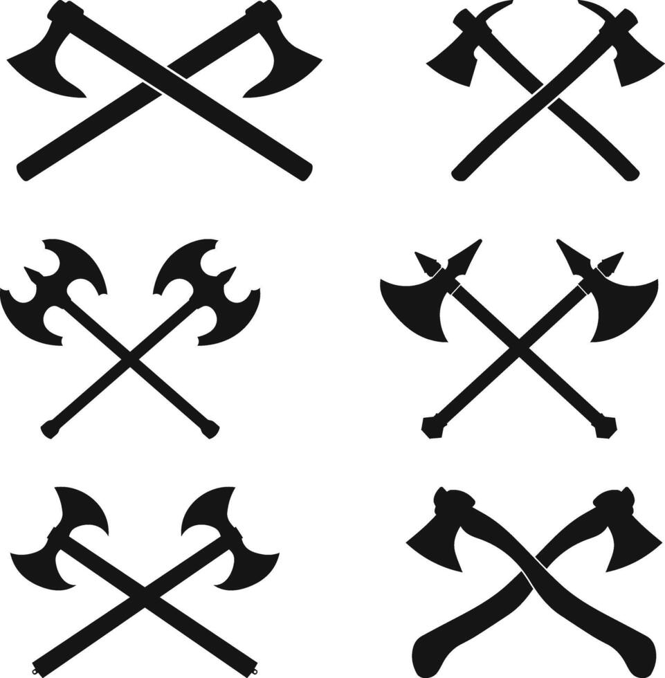 Axe silhouette. Crossed axes sign. axe flat icon illustration vector