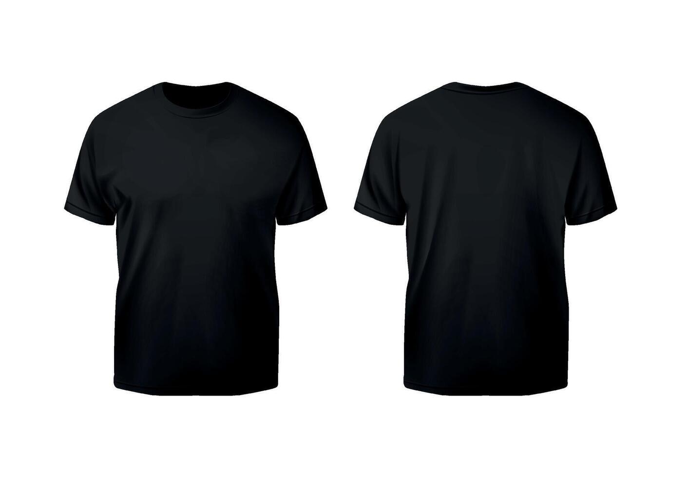 Blackt-shirt mockup front and back vector