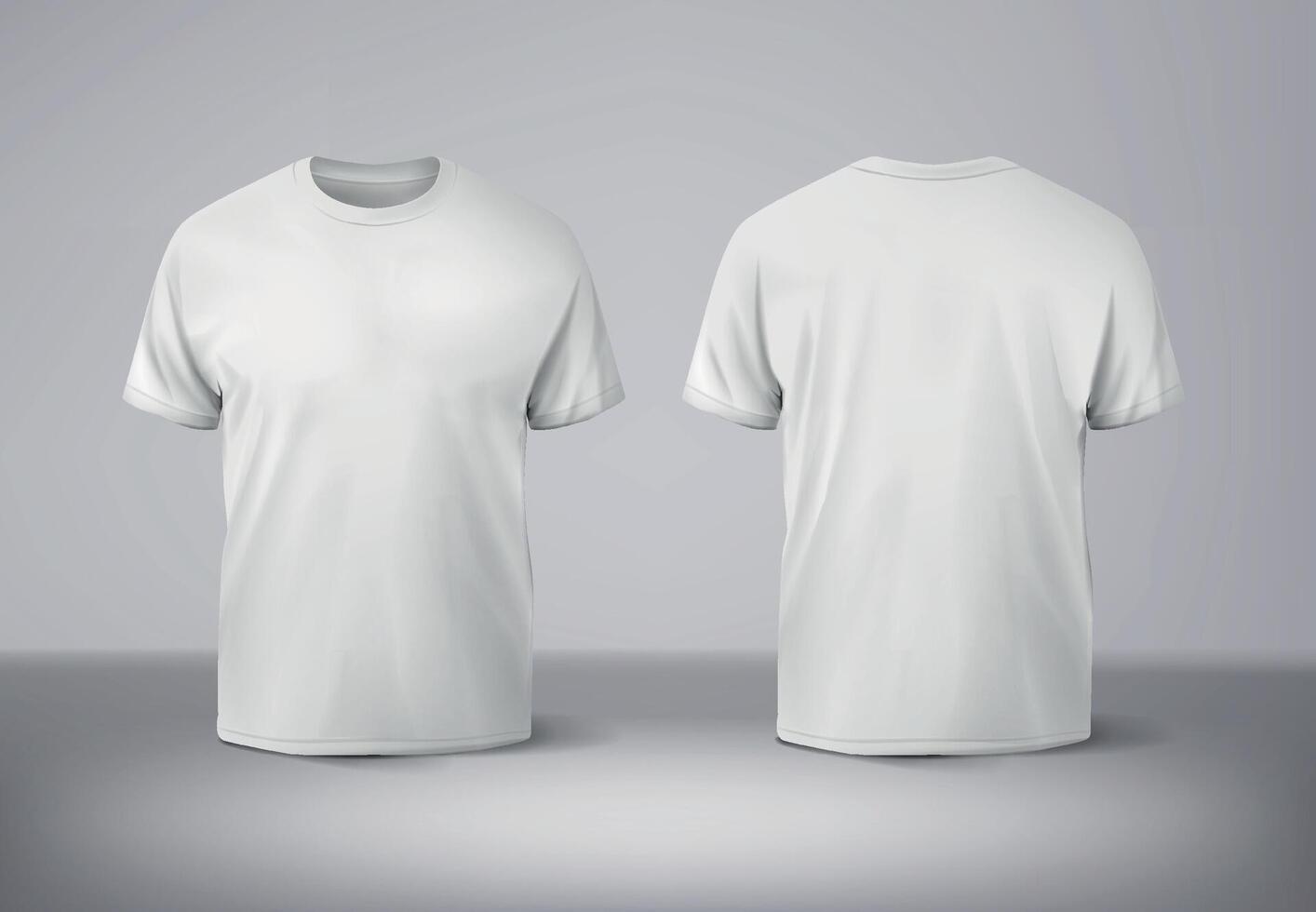 Blank white t-shirt mockup front and back. Plain cotton t-shirt mockup. Empty casual clothes vector