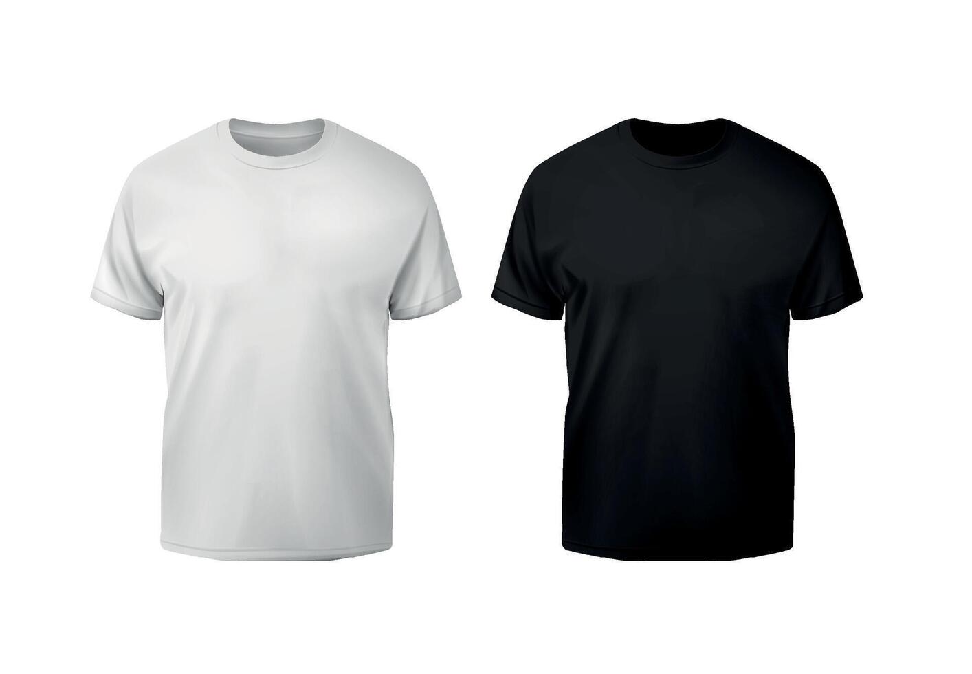 Black and white cotton t-shirt mockup front and back. vector