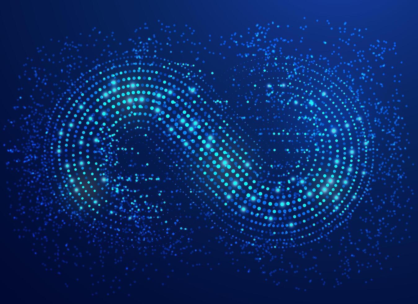 concept of multiverse or big data, graphic of dotted infinity sign in futuristic style vector