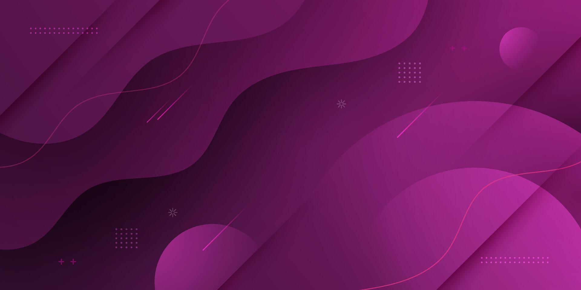 Abstract dark purple 3D wave geometric 3D background. Wave color background with circle pattern design. Fluid shapes composition. vector