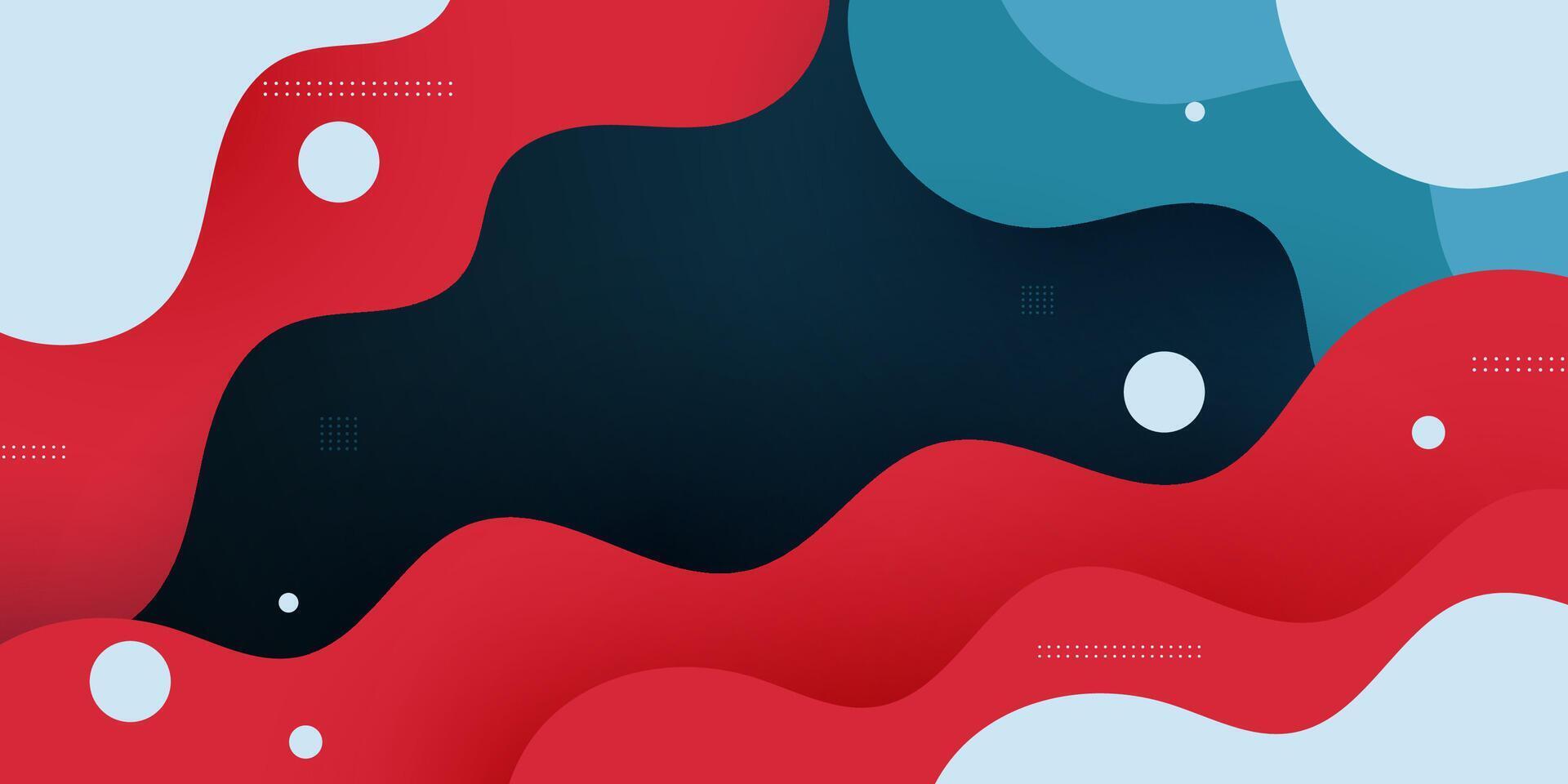 Red and blue geometric business banner design. Creative banner design with wave shapes and lines for template. Simple design on dark horizontal banner. vector