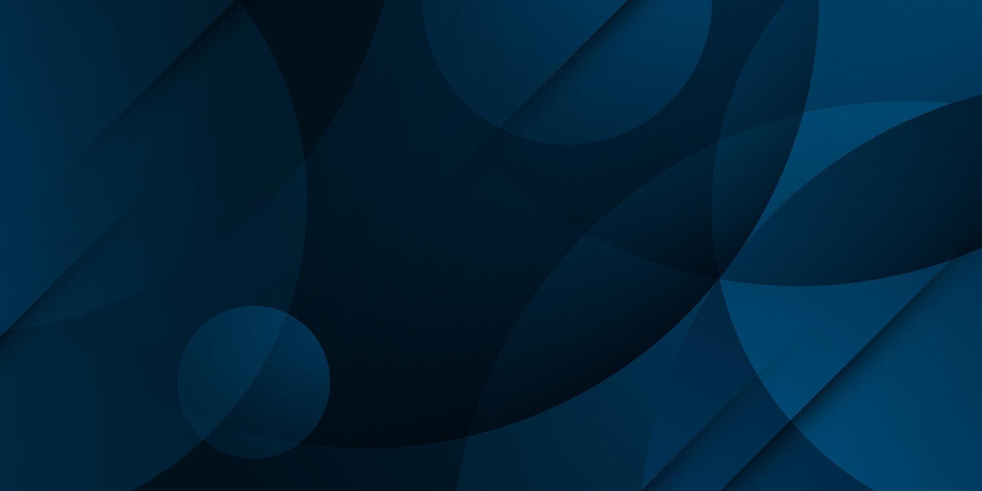 Dark blue abstract geometric 3D background. Blue elements with circle gradient pattern. Dynamic shapes composition. vector