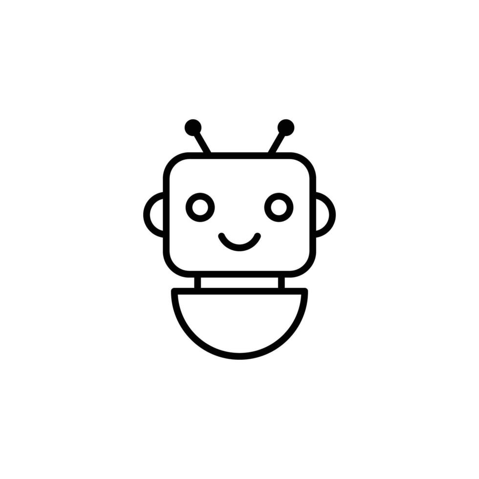 chatbot smile robot face icon. thin line illustration for ai customer service and virtual assistant technology vector