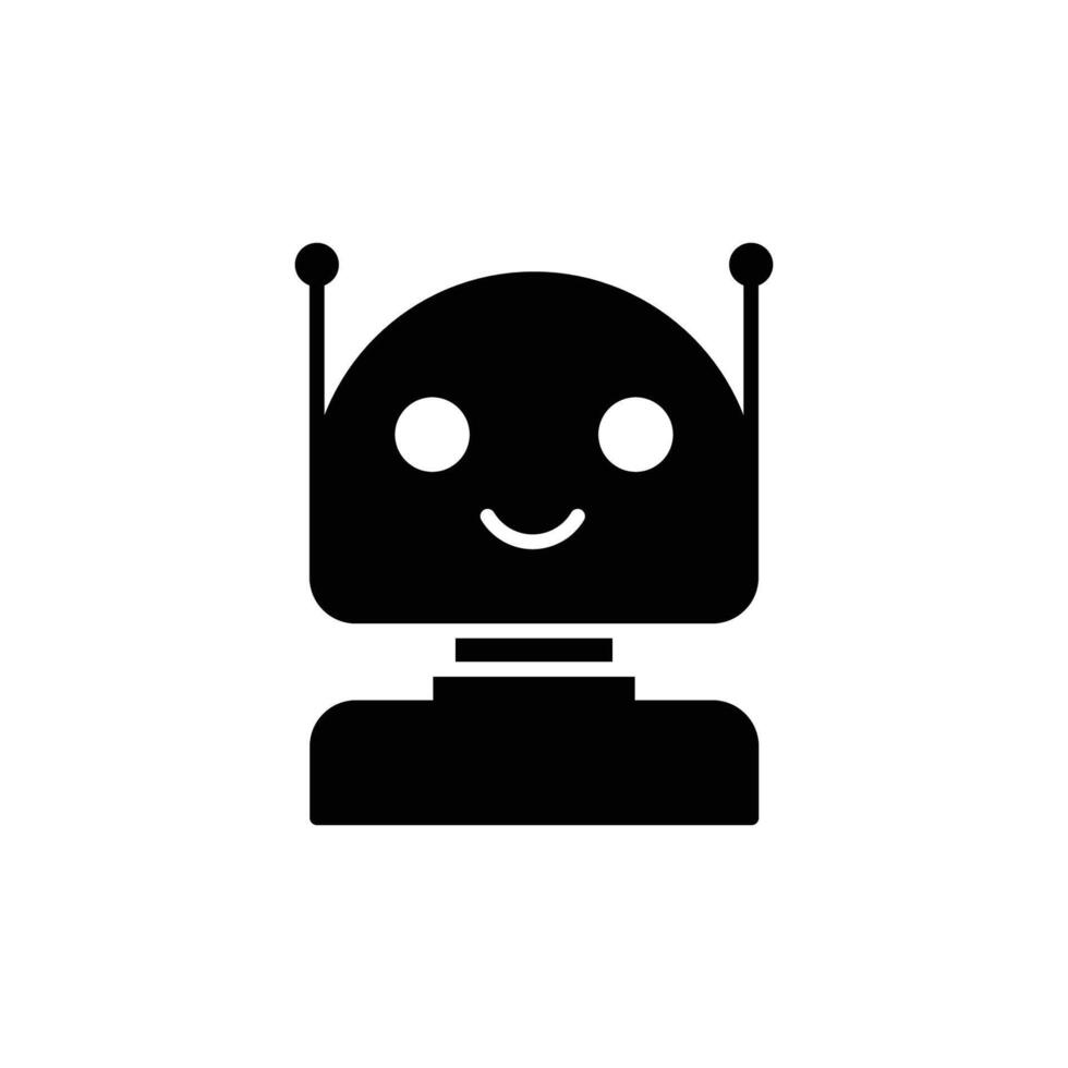ai bot icon. chat bot logo, robot AI, artificial intelligence logo. Glyph symbol. solid design vector