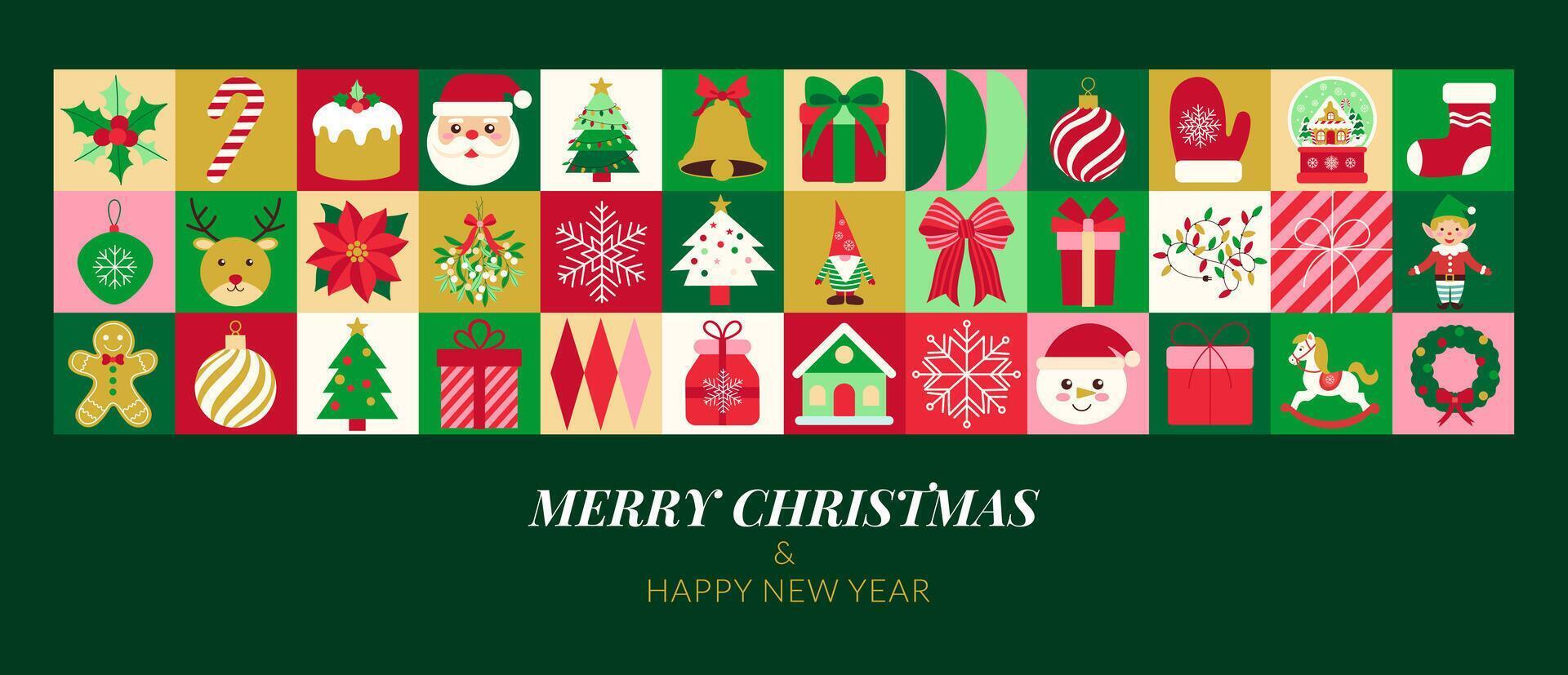 Merry Christmas and Happy New Year banner vector