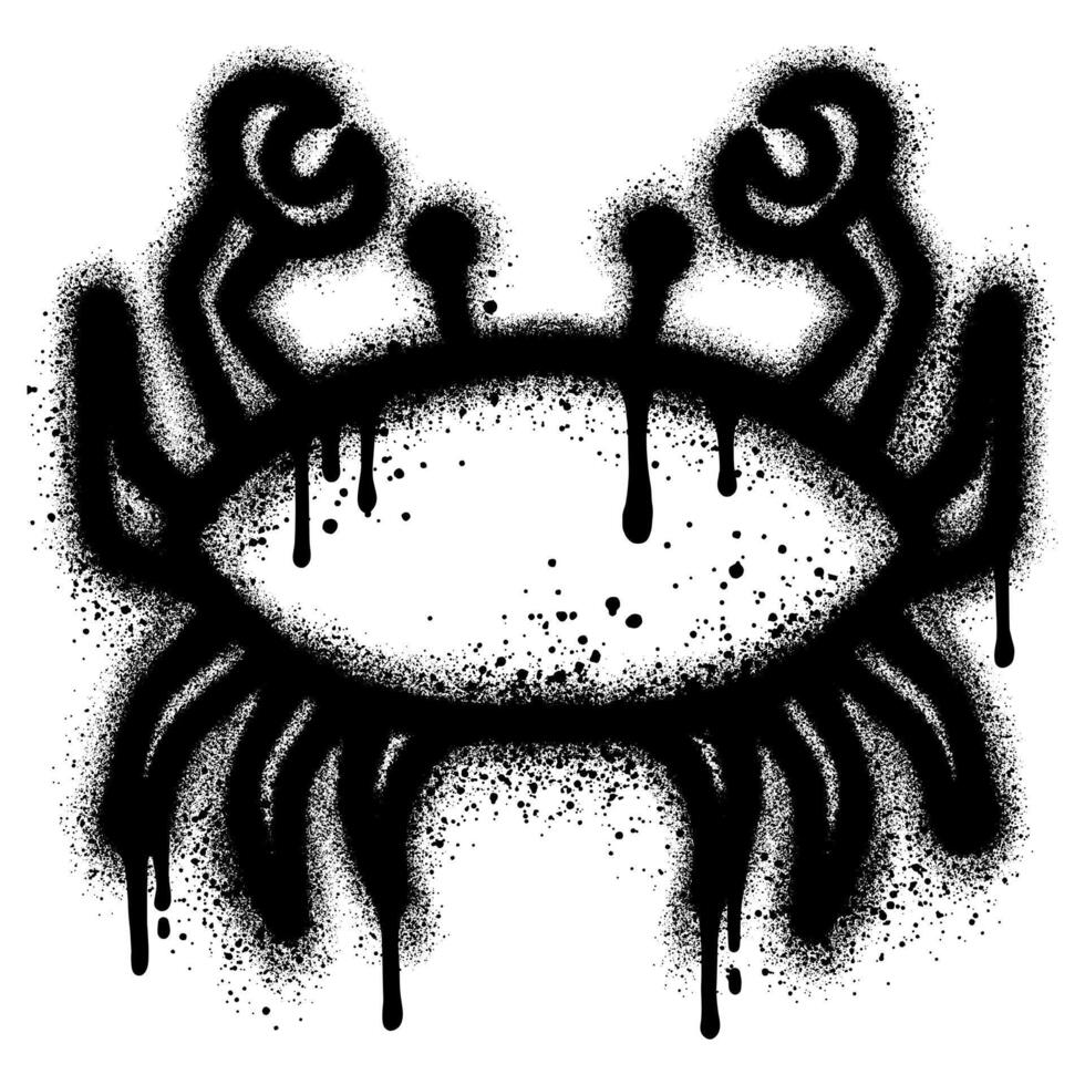 Crab graffiti with black spray paint. vector
