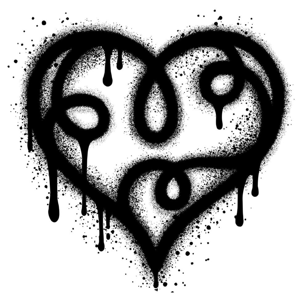 Spray graffiti heart symbol isolated on White background. vector
