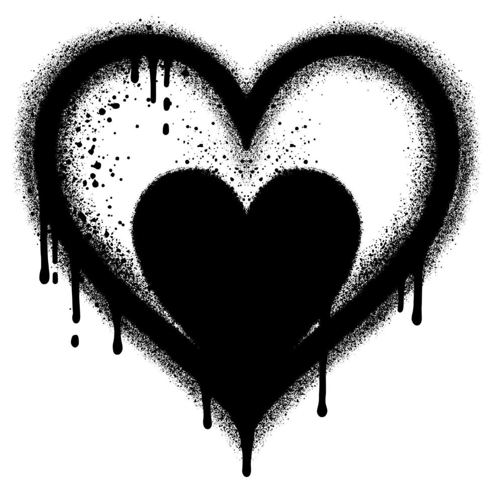 Graffiti Heart icon Sprayed with spray paint with two love text isolated on white background. eps 10. vector