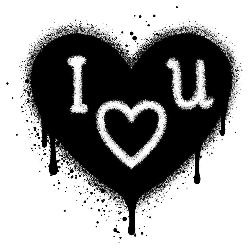 heart graffiti with black spray paint. vector