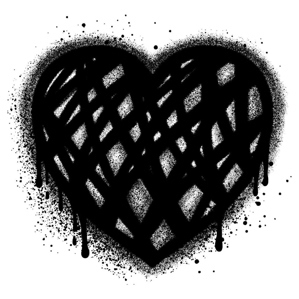 Spray graffiti heart symbol isolated on White background. vector
