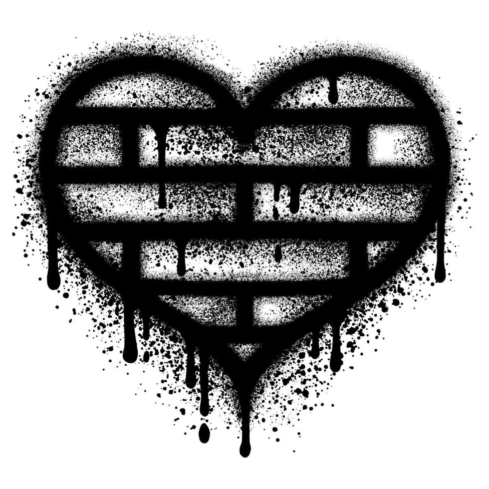 Heart symbol graffiti in defferent style isolated on White background. vector
