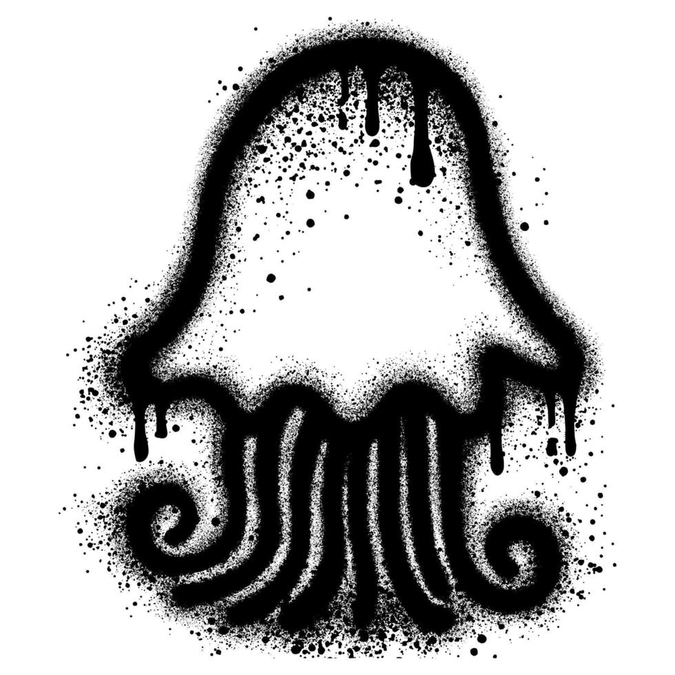 Jellyfish graffiti with black spray paint. vector