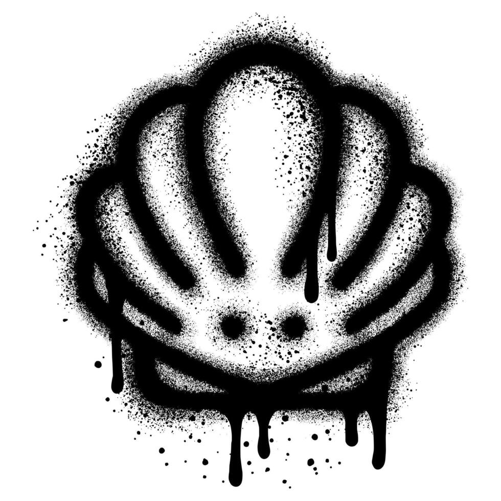sea shells graffiti with black spray paint. vector