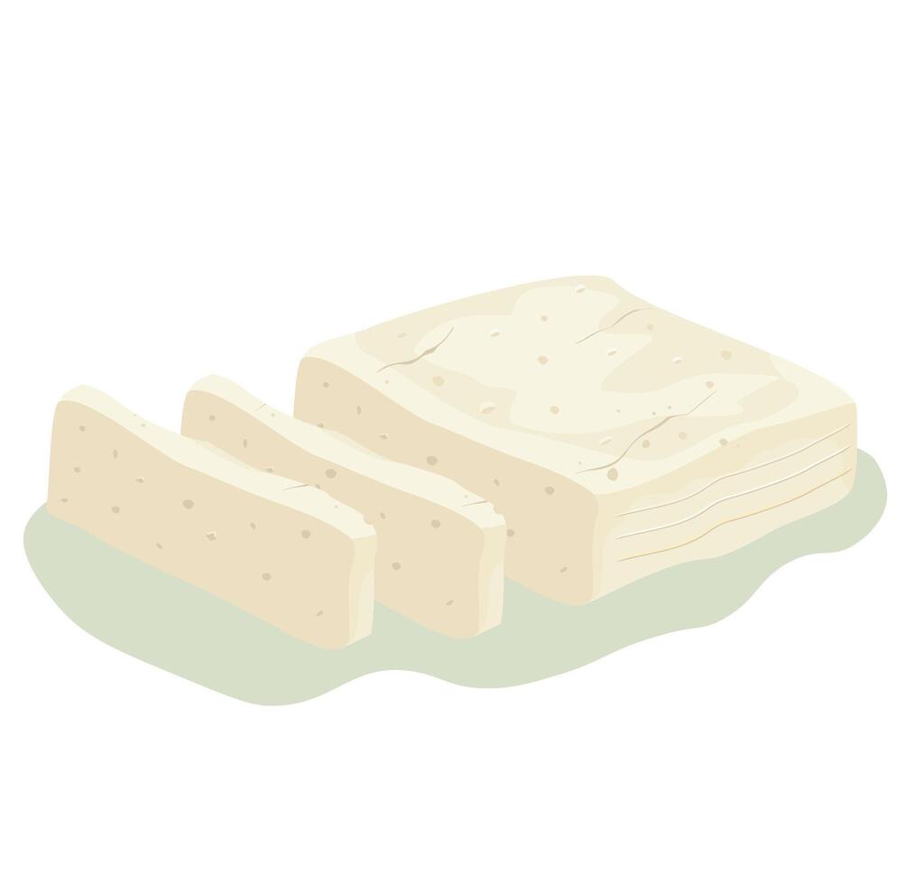 Tofu pieces soy bean. Feta cheese. Curd nutrition , healthy food. Vegan organic soy cheese. Milkbean curd food of coagulating soy milk vector