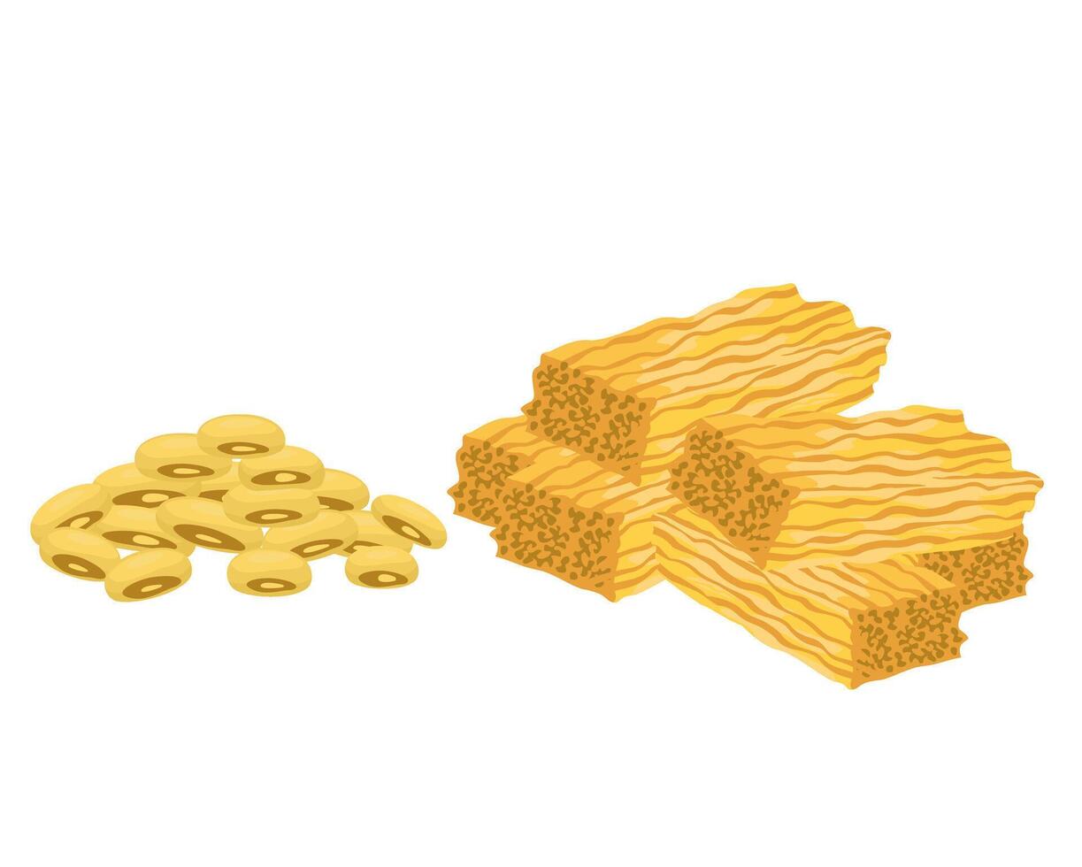 Soybean product. Tofu skin, yuba, bean curd skin, bean curd sheet, bean curd robes. Beancurd japanese and chinese cuisine ingredient, organic product vector