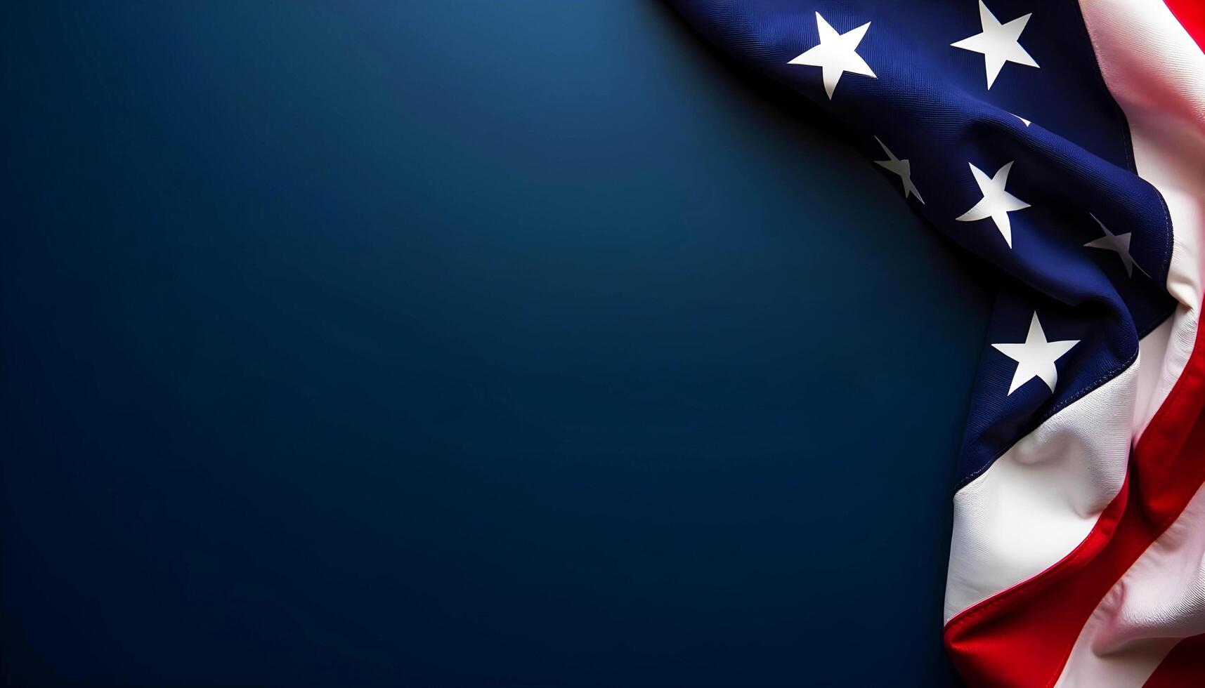 An Elegant American Flag on a Dark Blue Canvas, Designed With a Focus on Copy Space, Celebrating Patriotic Holidays Like Memorial Day or Veterans Day photo