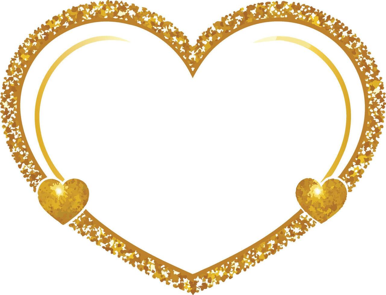 Gold heart frame with two hearts vector