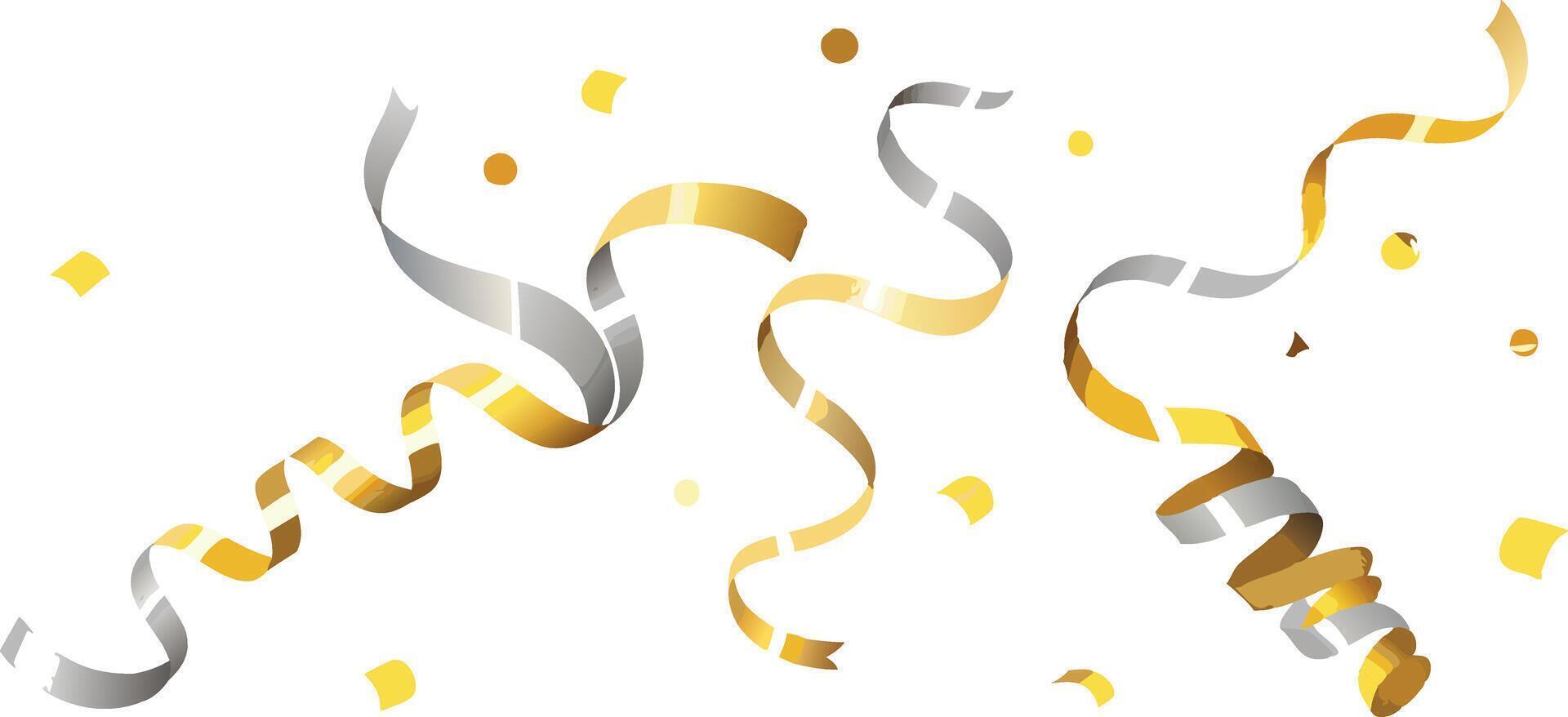 A golden and silver streamers on a white background vector