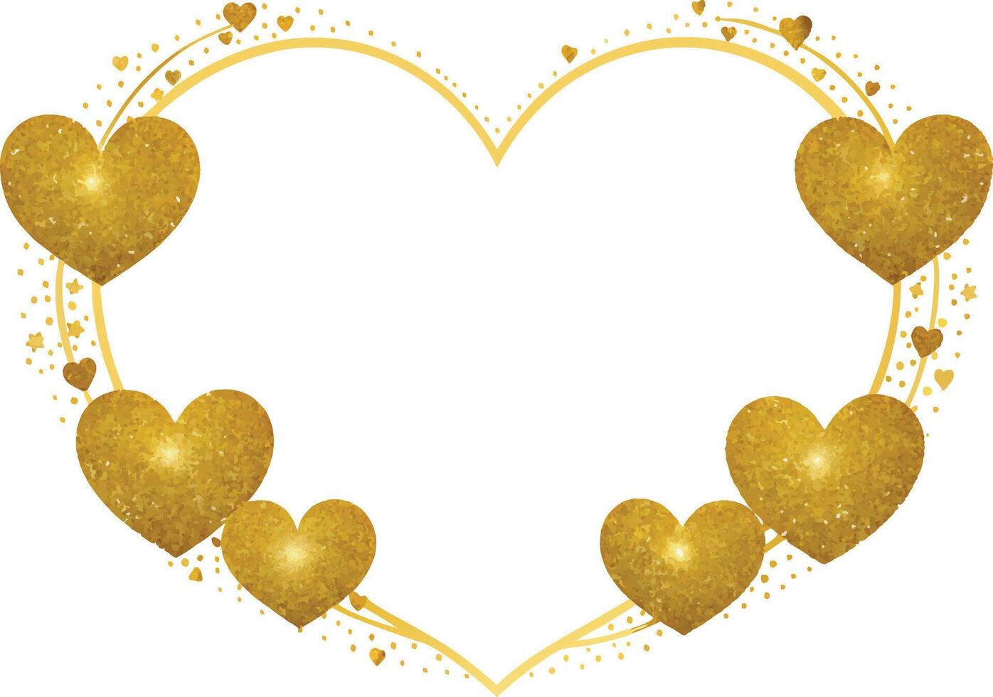 Gold heart frame with hearts on a white background vector
