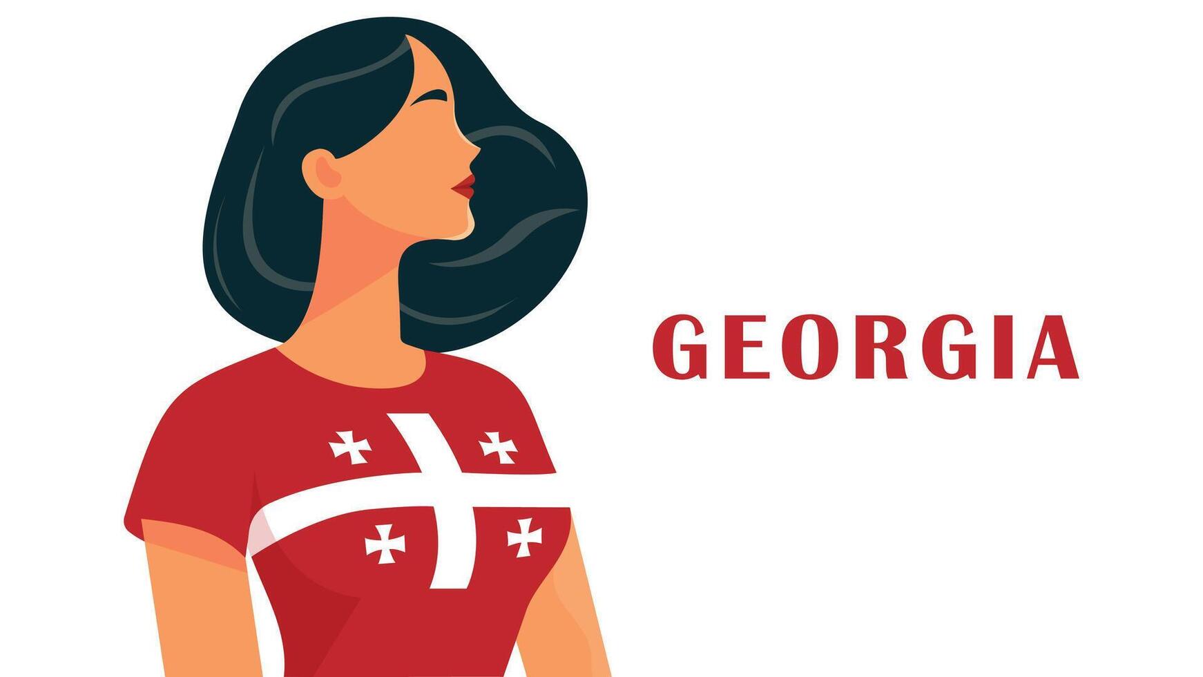 girl in red t shirt flat illustration vector