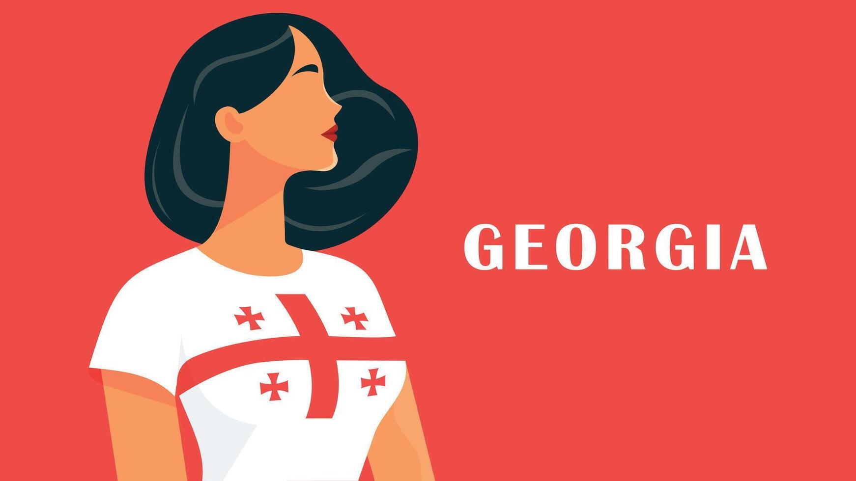 girl in white t shirt with georgian flag on it vector