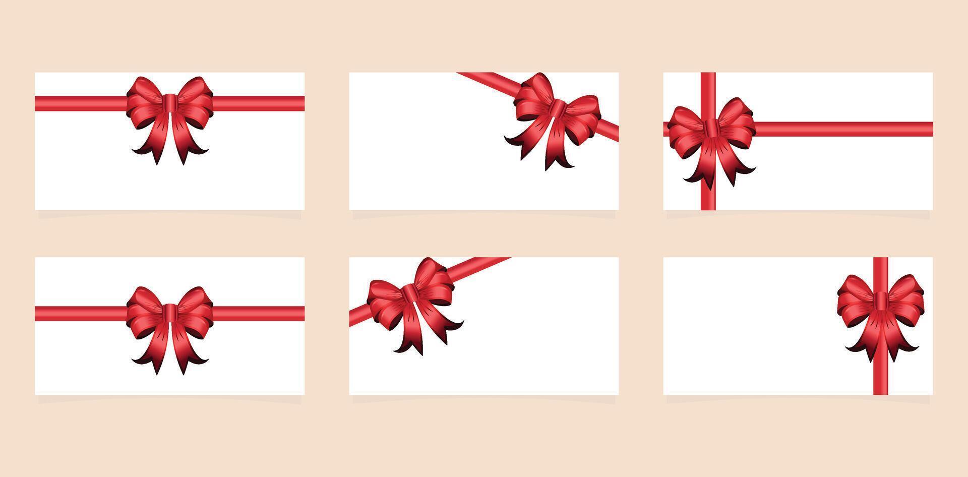 gift voucher template set with bow tie vector
